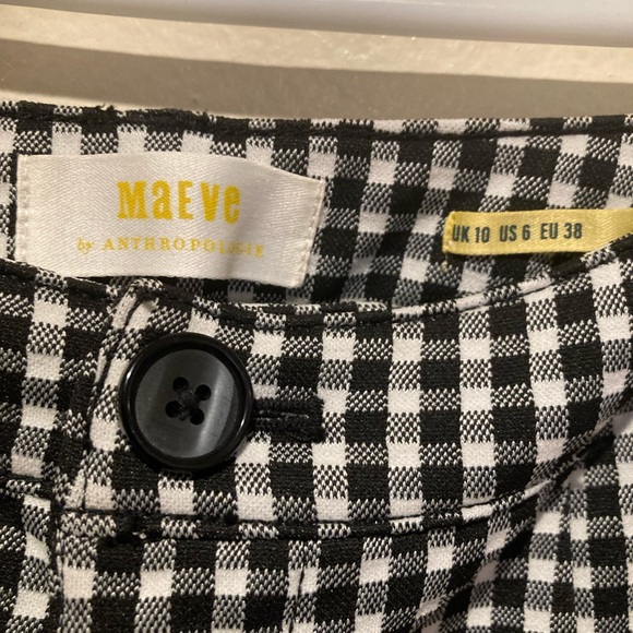 Maeve Anthropologie Gingham Plaid Black White Pants Leggings - Picture 4 of 5